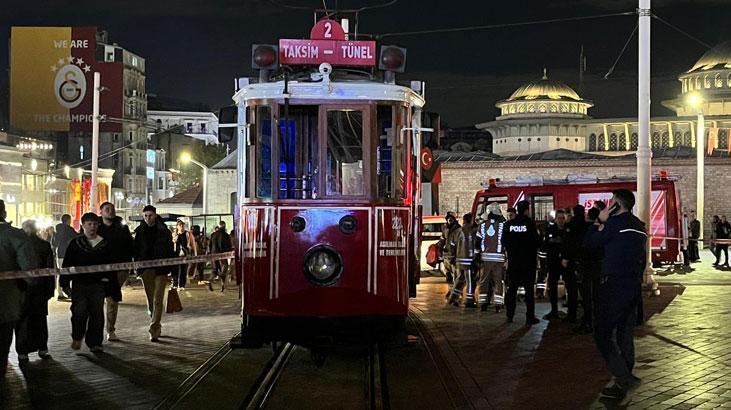 Taksim tramvayında yangın paniği