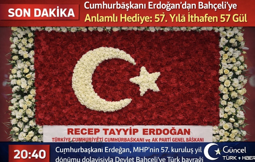 Cumhurbaşkanı Erdoğan’dan Bahçeli’ye Anlamlı Hediye: 57. Yıla İthafen 57 Gül