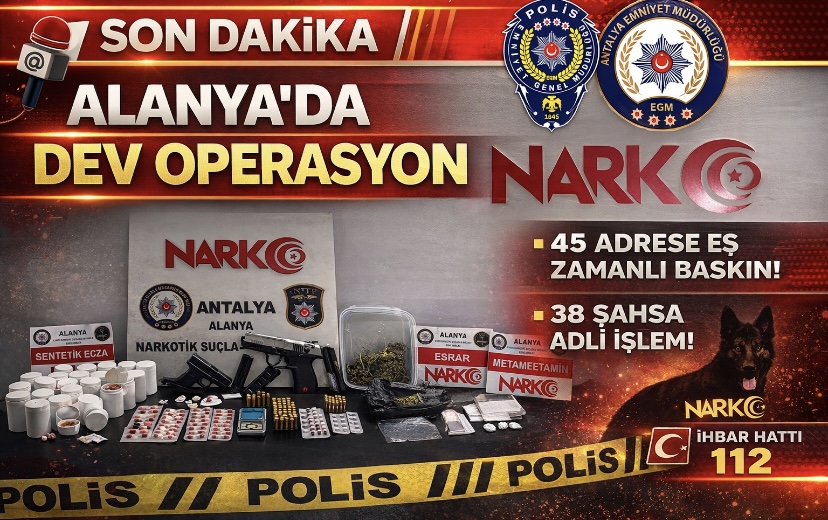 SON DAKİKA | ALANYA’DA EŞ ZAMANLI NARKOTİK OPERASYONU