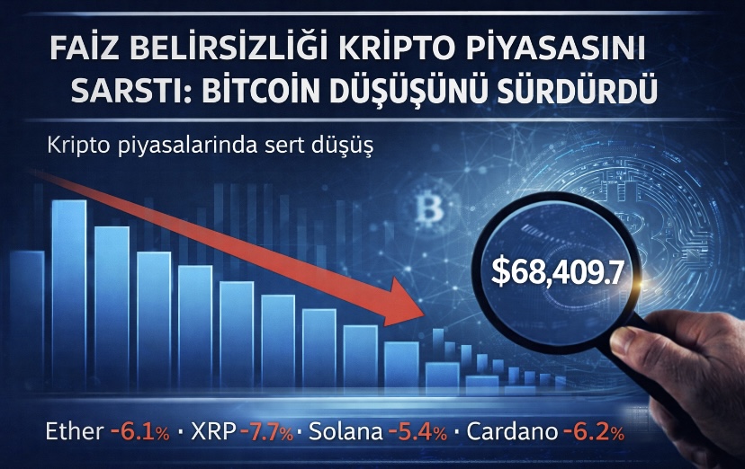 Faiz Belirsizliği Kripto Piyasasını Sarstı: Bitcoin Düşüşünü Sürdürdü