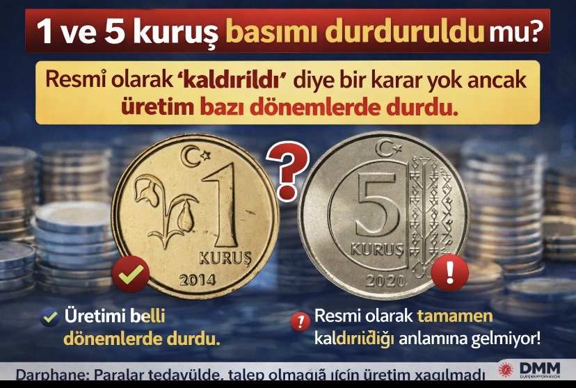 1 ve 5 kuruş basımı durduruldu mu
