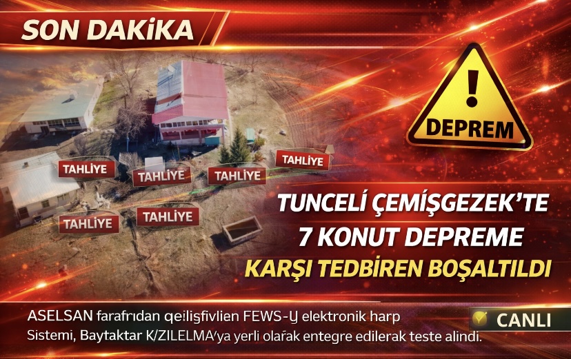 Tunceli Çemişgezek’te 7 konut depreme karşı tedbiren boşaltıldı