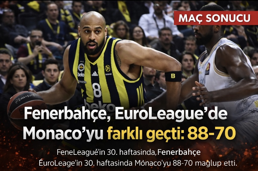 Fenerbahçe, EuroLeague’de Monaco’yu farklı geçti: 88-70