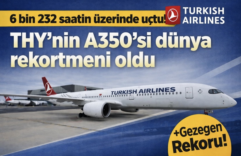 6 bin 232 saatin üzerinde uçtu! THY’nin A350’si dünya rekortmeni oldu