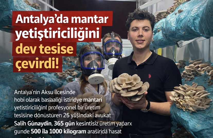 Antalya’da mantar yetiştiriciliğini dev tesise çevirdi!