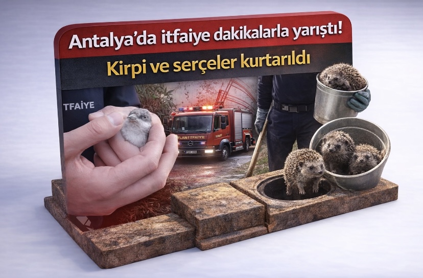Antalya’da itfaiye dakikalarla yarıştı! Kirpi ve serçeler kurtarıldı