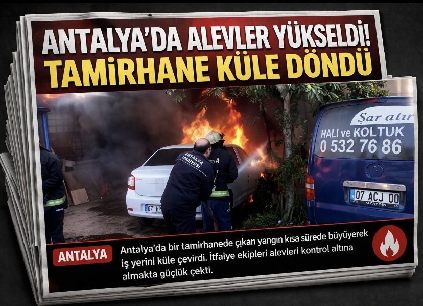 Antalya’da Alevler Yükseldi! Tamirhane Küle Döndü