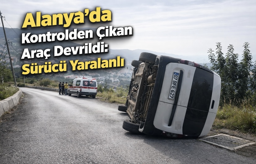 Alanya’da Kontrolden Çıkan Araç Devrildi: Sürücü Yaralandı