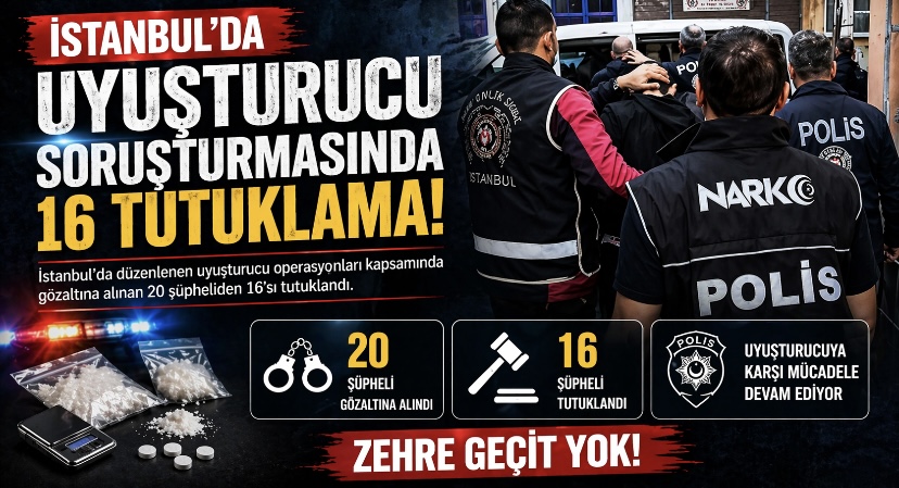 İstanbul’da uyuşturucu soruşturmasında 16 tutuklama!