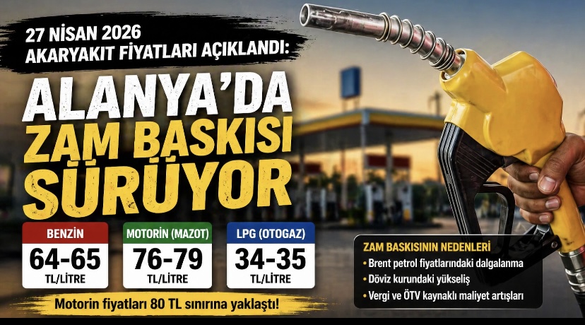27 Nisan 2026 Akaryakıt Fiyatları Açıklandı: Alanya’da Zam Baskısı Sürüyor