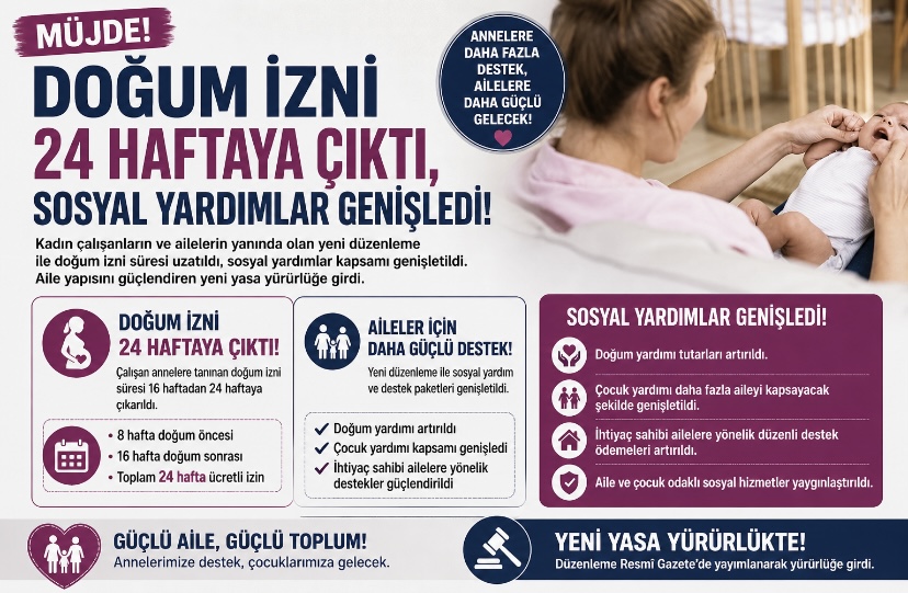 Doğum izni 24 haftaya çıktı, sosyal yardımlar genişledi! Yeni yasa yürürlükte