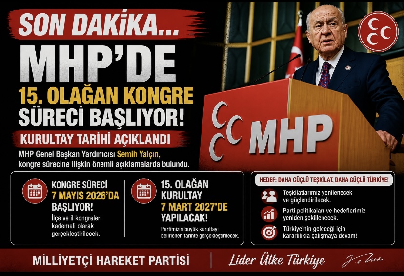SON DAKİKA… MHP’de 15. Olağan Kongre Süreci Başlıyor! Kurultay Tarihi Açıklandı