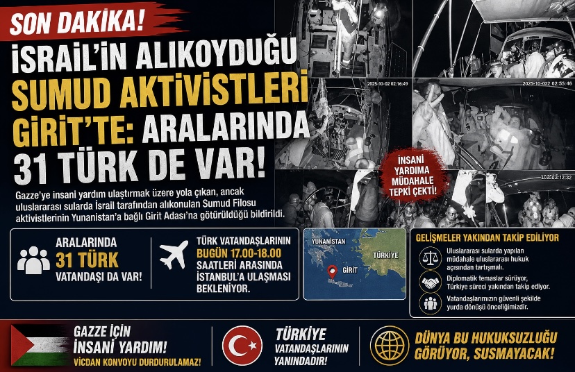 İsrail’in Alıkoyduğu Sumud Aktivistleri Girit’te: Aralarında 31 Türk de Var