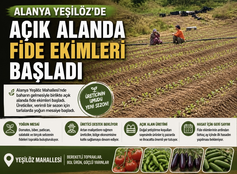 Alanya Yeşilöz’de Açık Alanda Fide Ekimleri Başladı
