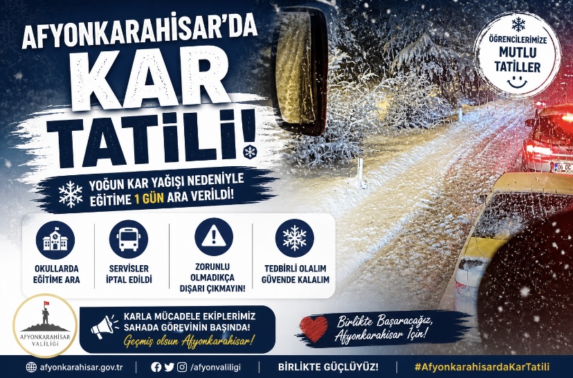 Afyonkarahisar’da kar tatili!