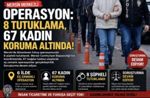 Mersin Merkezli Operasyon: 8 Tutuklama, 67 Kadın Koruma Altında