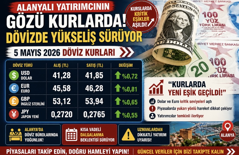 Alanyalı Yatırımcının Gözü Kurlarda! 5 Mayıs 2026 Döviz Fiyatları Açıklandı