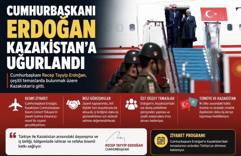 Cumhurbaşkanı Erdoğan Kazakistan’a uğurlandı
