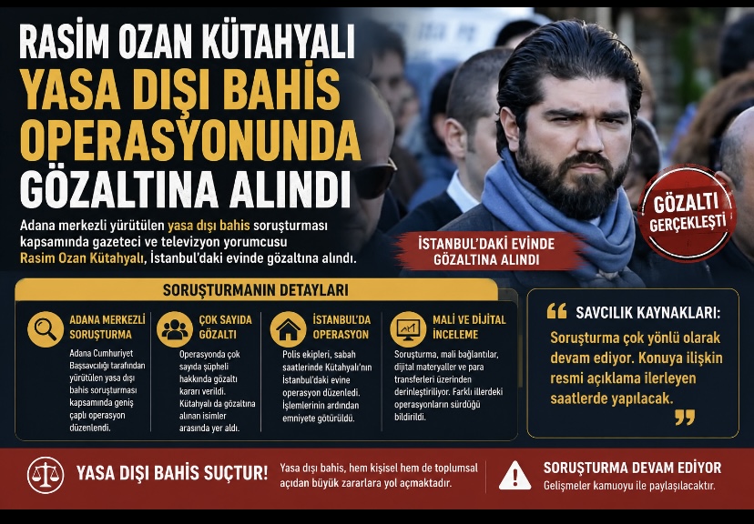 Rasim Ozan Kütahyalı yasa dışı bahis operasyonunda gözaltına alındı