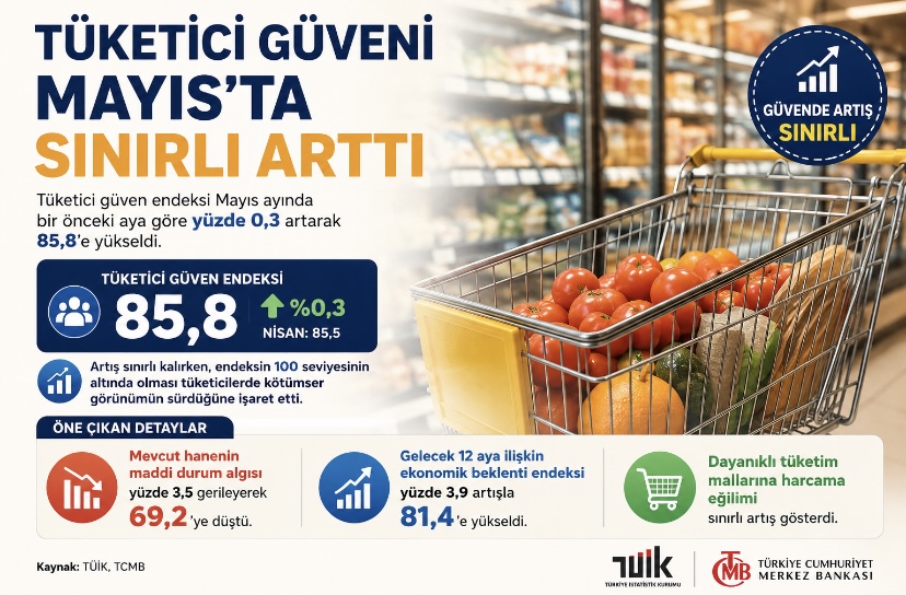 Tüketici güveni Mayıs’ta sınırlı arttı