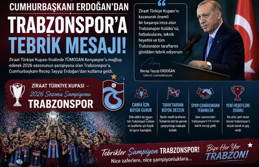 Cumhurbaşkanı Erdoğan’dan Trabzonspor’a Tebrik Mesajı