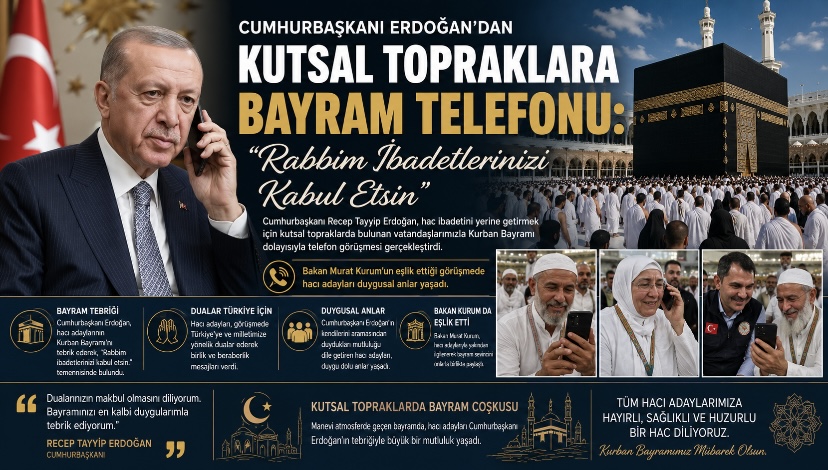 Cumhurbaşkanı Erdoğan’dan Kutsal Topraklara Bayram Telefonu: “Rabbim İbadetlerinizi Kabul Etsin”