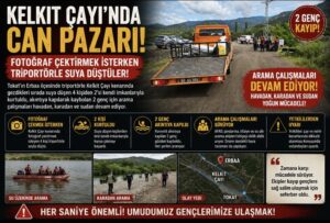 Kelkit Çayı’nda Can Pazarı! Fotoğraf Çektirmek İsterken Triportörle Suya Düştüler