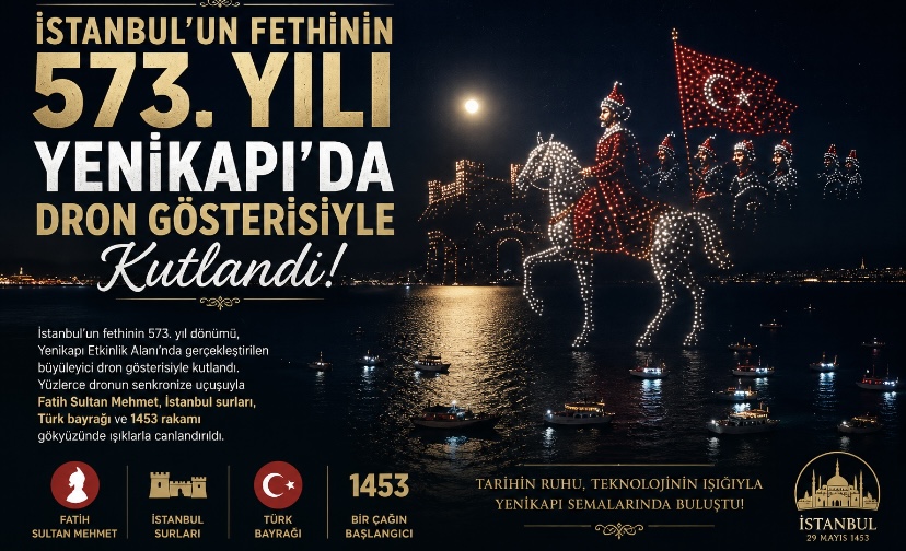 İstanbul’un Fethinin 573. Yılı Yenikapı’da Dron Gösterisiyle Kutlandı