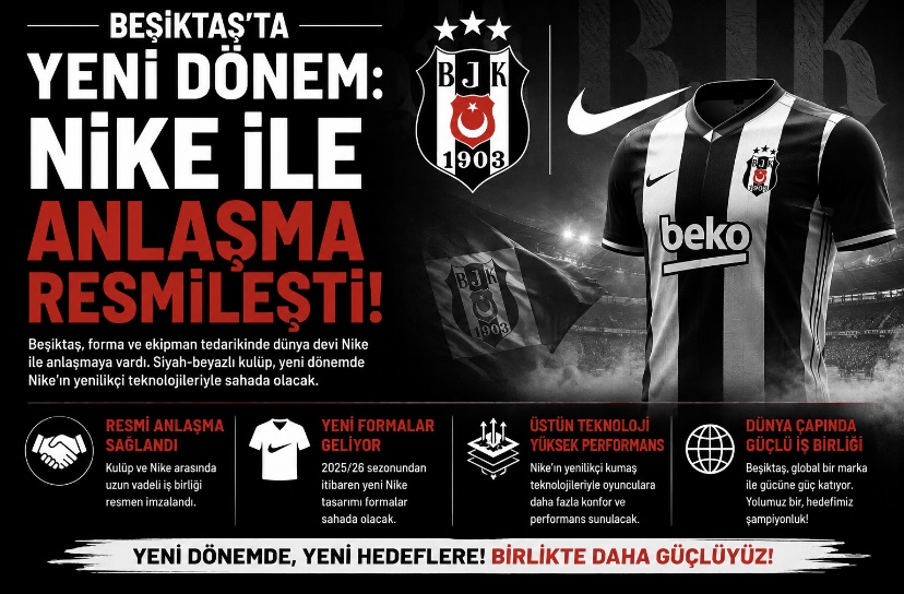 Beşiktaş’ta yeni dönem: Nike ile anlaşma resmileşti