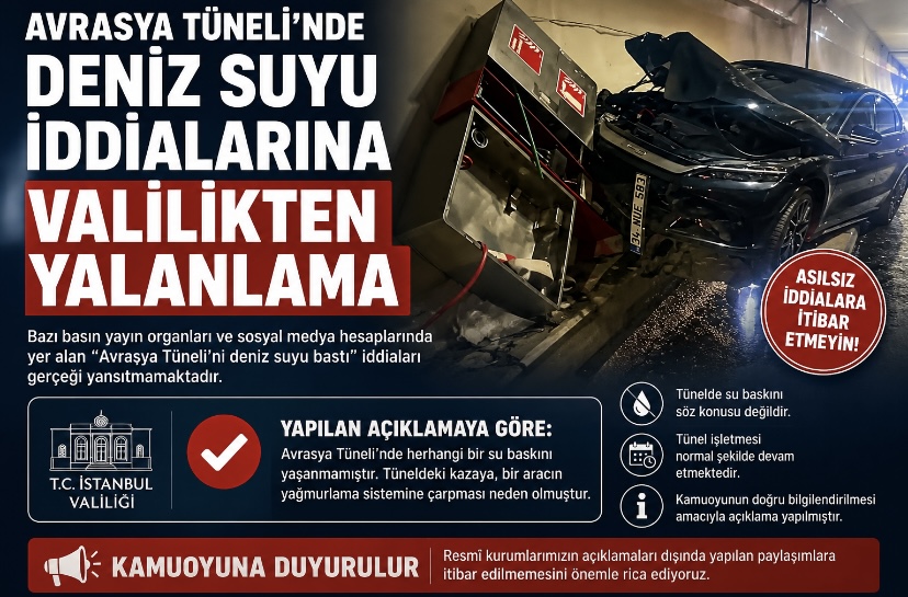 Avrasya Tüneli’nde deniz suyu iddialarına valilikten yalanlama