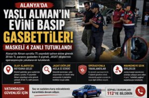 Alanya’da Yaşlı Alman’ın Evini Basıp Gasbettiler! Maskeli 4 Zanlı Tutuklandı