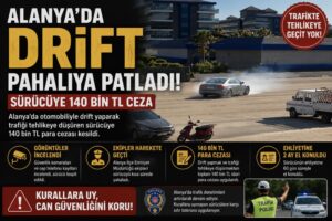 Alanya’da Drift Pahalıya Patladı! Sürücüye 140 Bin TL Ceza