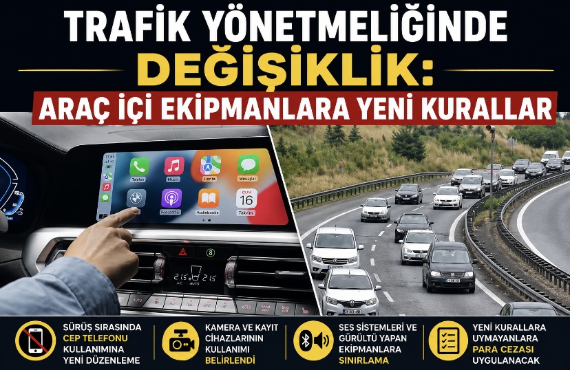 Trafik yönetmeliğinde değişiklik: Araç içi ekipmanlara yeni kurallar