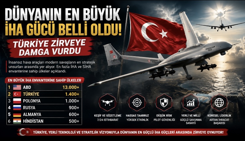 Dünyanın En Büyük İHA Gücü Belli Oldu! Türkiye Zirveye Damga Vurdu