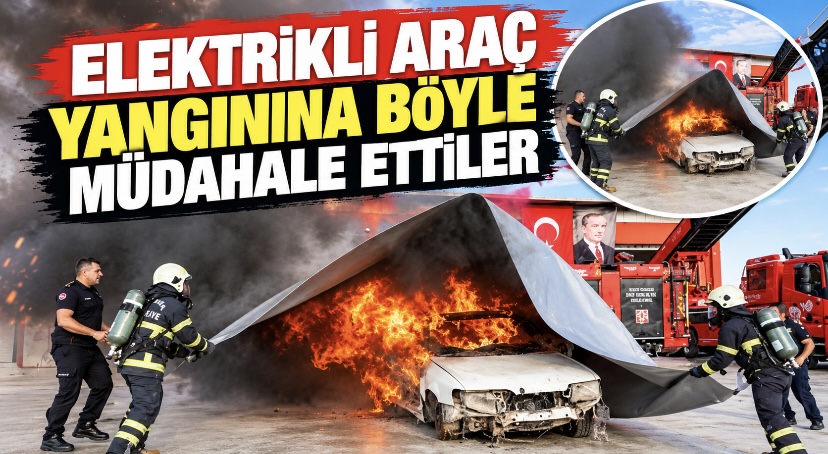 Elektrikli araç yangınına böyle müdahale ettiler