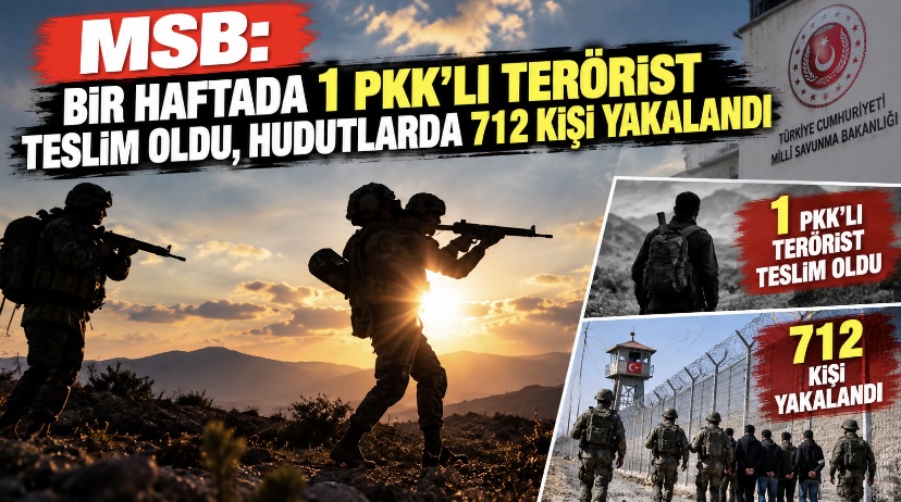 MSB: Bir haftada 1 PKK’lı terörist teslim oldu, hudutlarda 712 kişi yakalandı