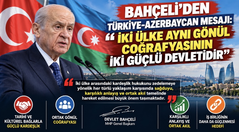 Bahçeli’den Türkiye-Azerbaycan mesajı: “İki ülke aynı gönül coğrafyasının iki güçlü devletidir”