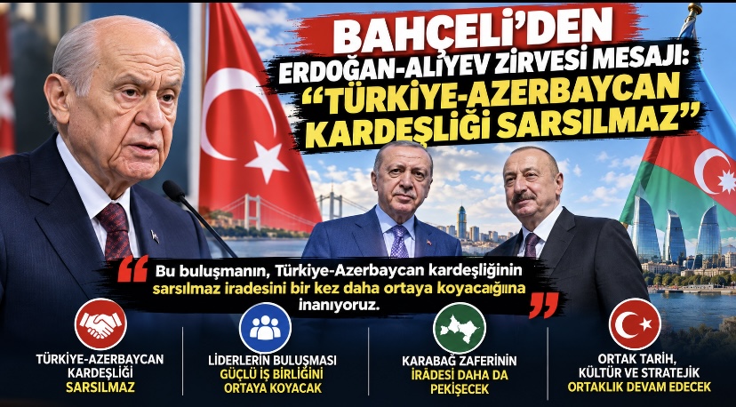 Bahçeli’den Erdoğan-Aliyev zirvesi mesajı: “Türkiye-Azerbaycan kardeşliği sarsılmaz”