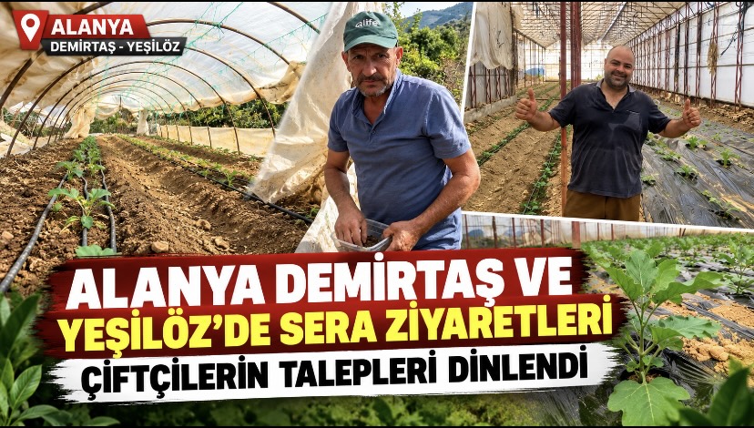 Alanya Demirtaş ve Yeşilöz’de sera ziyaretleri: Çiftçilerin talepleri dinlendi