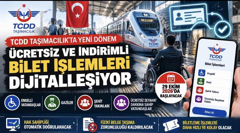 TCDD Taşımacılık’ta yeni dönem: Ücretsiz ve indirimli bilet işlemleri dijitalleşiyor